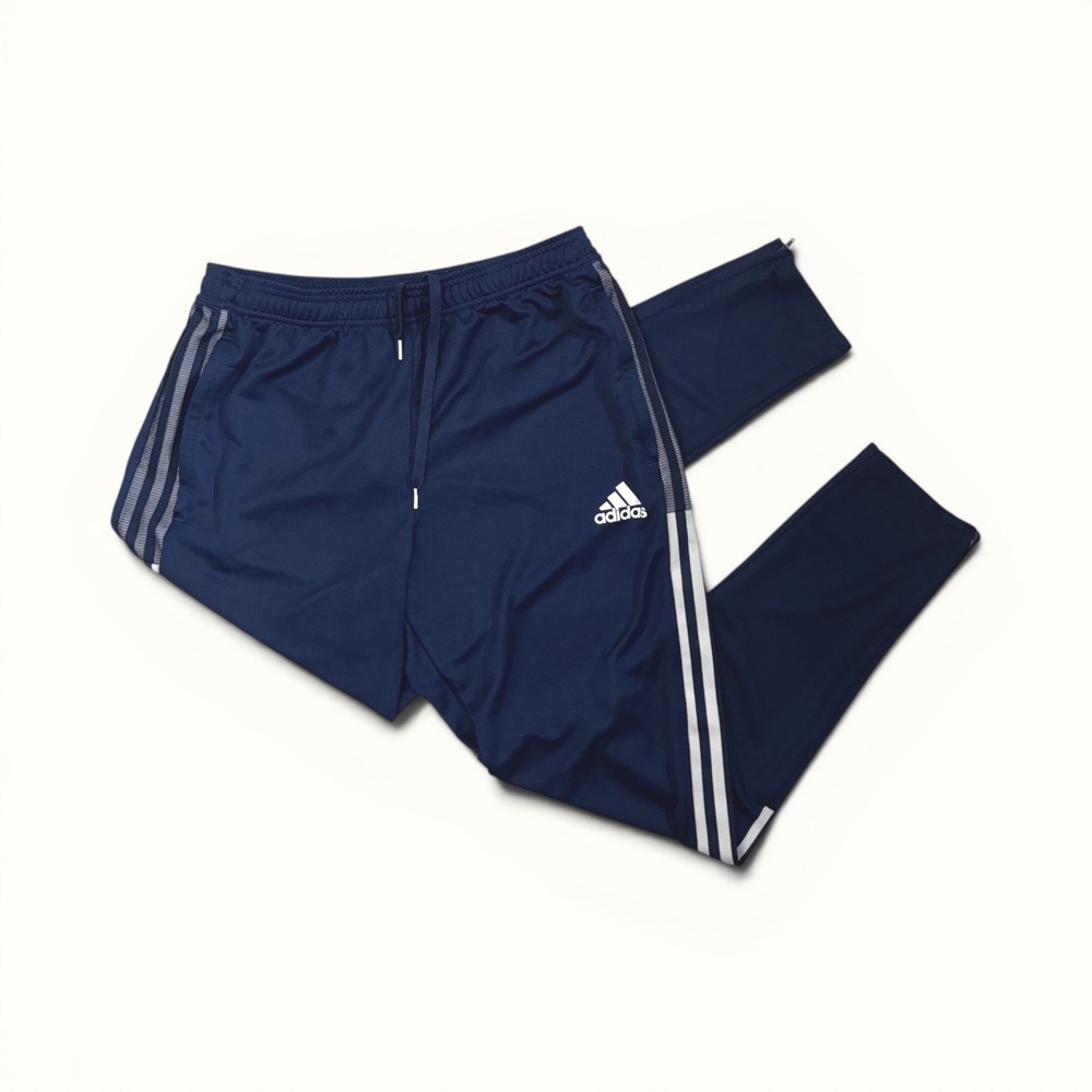 Adidas Tiro Track Pants Womens M Navy Blue Excellent AEROREADY Mesh Stripe Zip